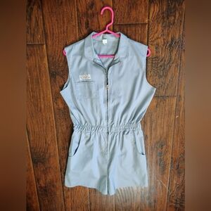 Vintage 80s Nabil Grey sleeveless zipper romper Size S